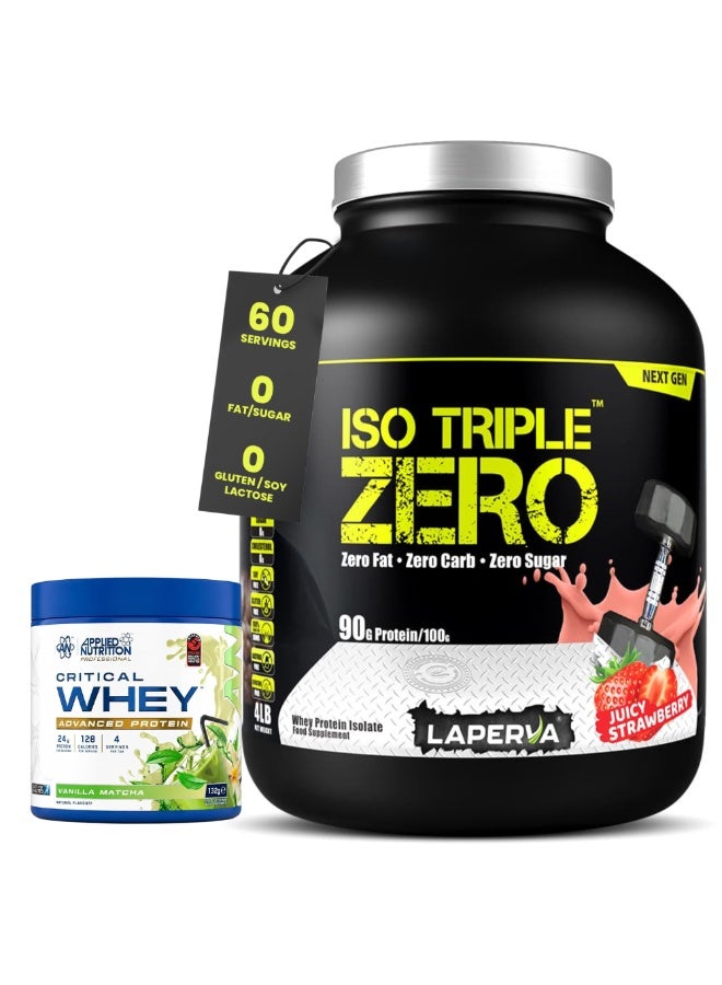 Laperva Iso Triple Zero Next Generation Whey Protein, Juicy Strawberry, 4 LB + Any AN whey Advanced Protein 132g - Image 1
