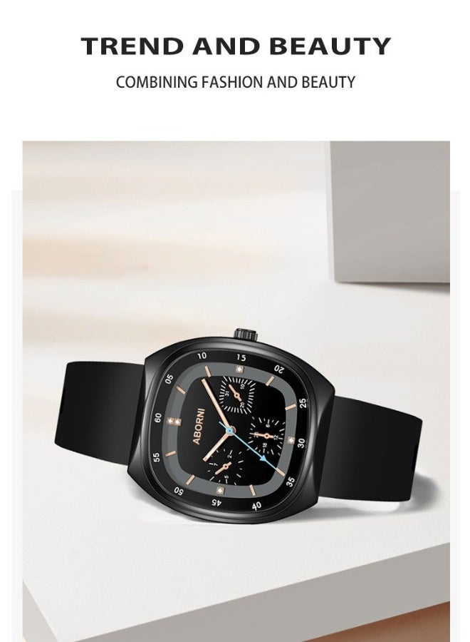 ABORNI Fashionable Silicone Strap Women's Quartz Watch, Square Dial, Mineral Reinforced Glass, Waterproof, Luminous, Simple & Elegant Design - Image 4