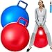 Lewtemi 2 Pcs 29 Inch Big Bouncing Ball with Handle Jumping Hopper Bouncy Ball for Adults Exercise and Air Pump for Outdoor Sports GameRed Blue - Image 2
