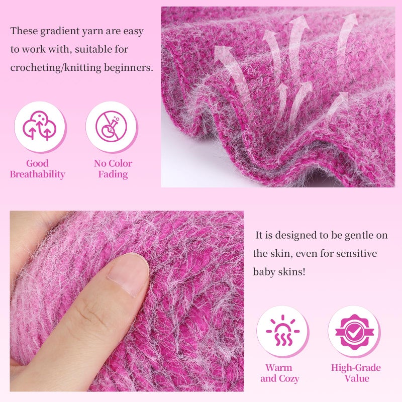 Aeelike Cake Yarn for Crocheting, Extra Large Gradient Yarn 4 x 190g (6.7 oz) 400m (437.5 Yards) 71% Acrylic 29% Nynon, Super Soft OmbrÃ© Yarns for Making Colorful Blanket Scarves Hat, Purple Mixed - Image 3