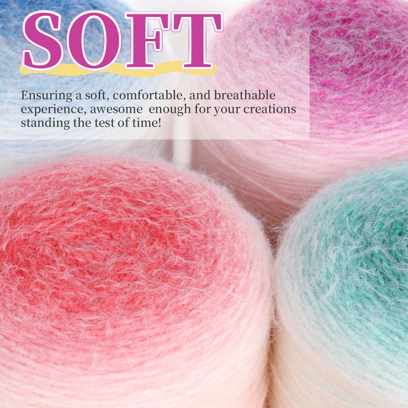 Aeelike Cake Yarn for Crocheting, Extra Large Gradient Yarn 4 x 190g (6.7 oz) 400m (437.5 Yards) 71% Acrylic 29% Nynon, Super Soft OmbrÃ© Yarns for Making Colorful Blanket Scarves Hat, Purple Mixed - Image 5