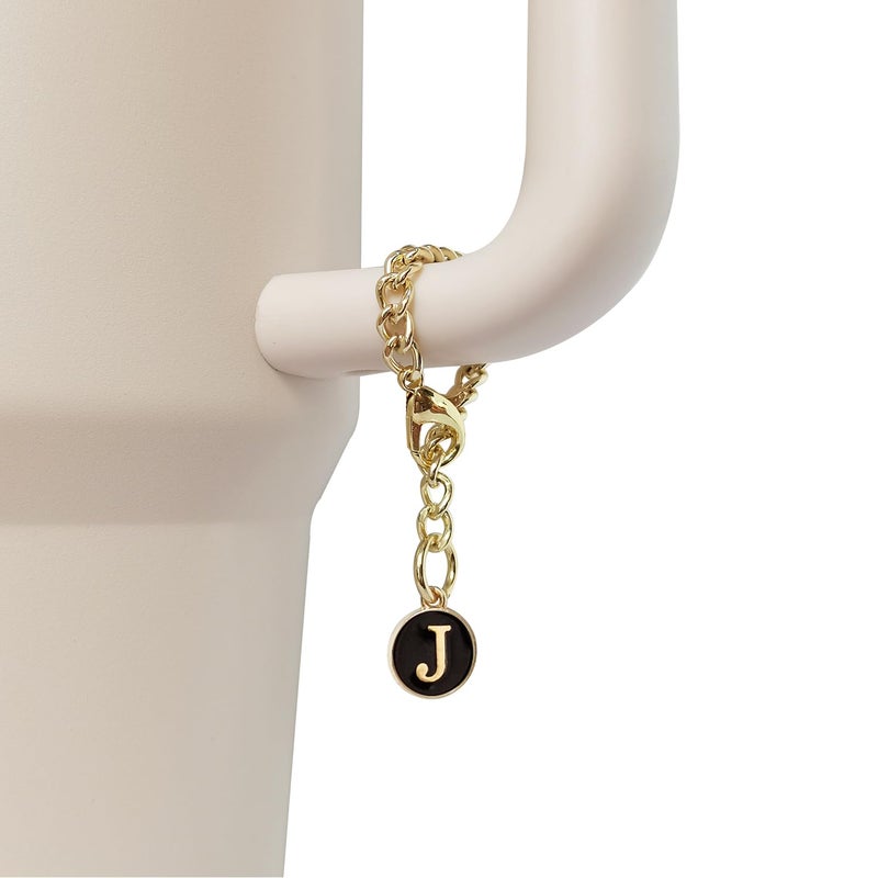 Wabogove Stanley Cup Accessories, 1pc Flower Stanley Straw Cover Silicone Straw Topper for Stanley 30&40 oz Tumbler with Handle and 1pc Initial Letter Charm for Stanley Cup (Letter J) - Image 3