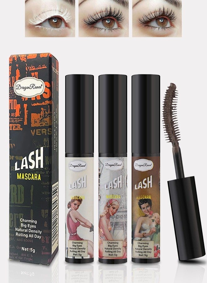 LYSdefeu Colored Mascara for Eyelashes-3 Colors Black Brown White Longlasting Waterproof Colorful Volumizing Tubing Mascara Volume and Length,Voluminous Curling Fiber Mascara for Women Cosplay Party Eye Makeup - Image 1