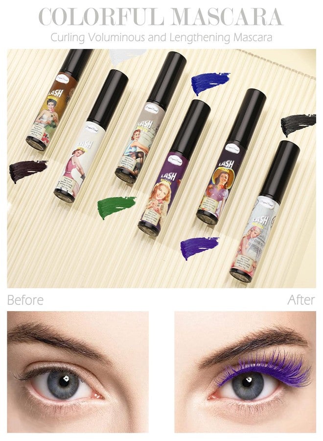 LYSdefeu Colored Mascara for Eyelashes-3 Colors Black Brown White Longlasting Waterproof Colorful Volumizing Tubing Mascara Volume and Length,Voluminous Curling Fiber Mascara for Women Cosplay Party Eye Makeup - Image 4