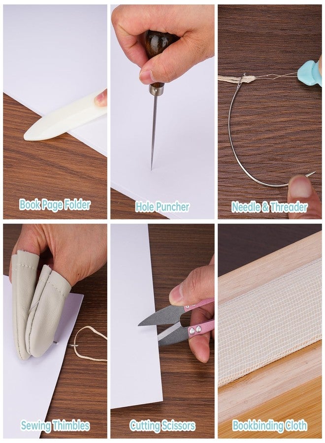NiHome 35 PCS Book Press Binding Kit for Notebooks, Lesson Plans, Document Organization - Compact Bamboo Bookbinding Tools, Book Binding Supplies with Portable Handle for Beginners DIY - Image 5