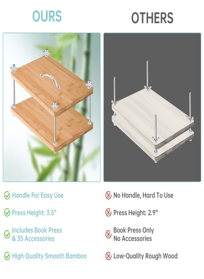 NiHome 35 PCS Book Press Binding Kit for Notebooks, Lesson Plans, Document Organization - Compact Bamboo Bookbinding Tools, Book Binding Supplies with Portable Handle for Beginners DIY - Image 3