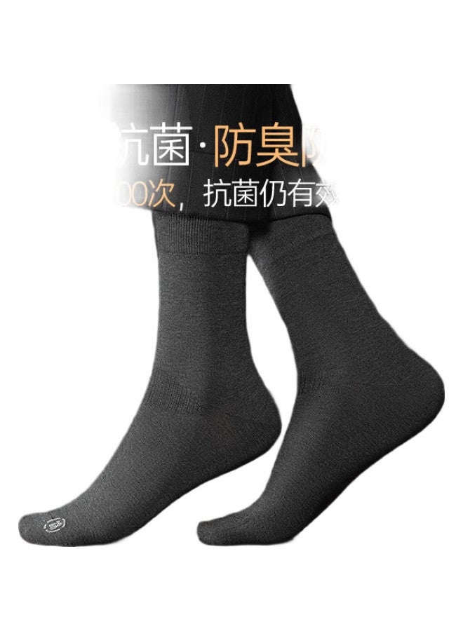 Jinxingji 100% Cotton Socks For Men, Pure Cotton Mid-Calf Socks, Spring And Summer Style, All-Cotton Antibacterial And Odor-Resistant Socks, Business Socks, Black Long Socks For Men - Image 2