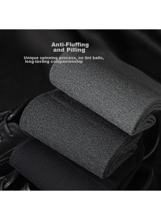 Jinxingji 100% Cotton Socks For Men, Pure Cotton Mid-Calf Socks, Spring And Summer Style, All-Cotton Antibacterial And Odor-Resistant Socks, Business Socks, Black Long Socks For Men - Image 5