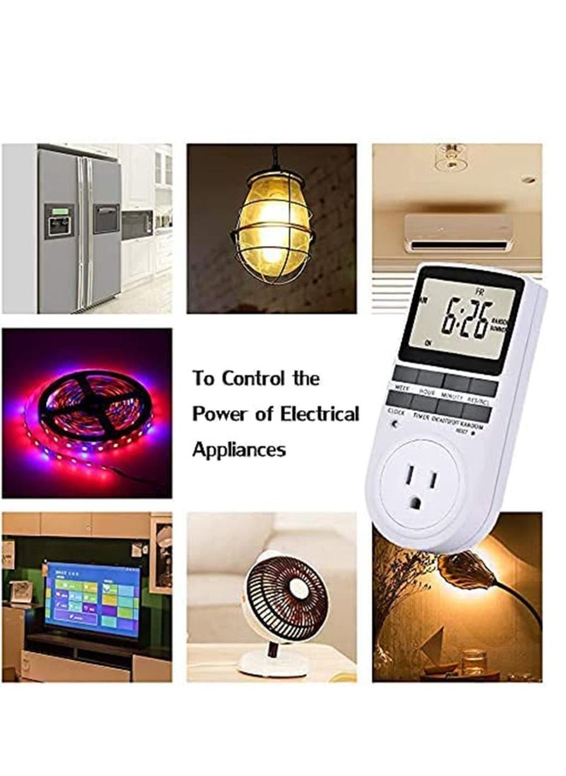 Generic - Digital Light Timer Plug, Outlet Timer Socket LCD Display 10 Programmable Switching Programs 24 Hours & 7 Days Energy Saving Timer Socket Plug-in Timer for Electrical Appliances - Image 1