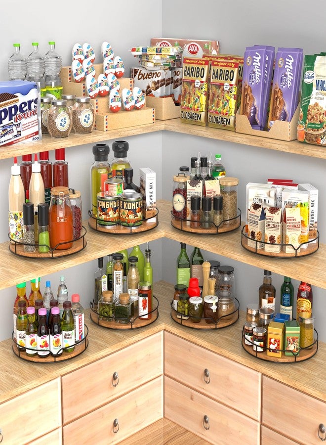AXTEE Lazy Susan Turntable Organizer for Cabinet Pantry Kitchen Countertop Refrigerator Cupboard, Pine Wood (Carbonized Black, 12“) - Image 5