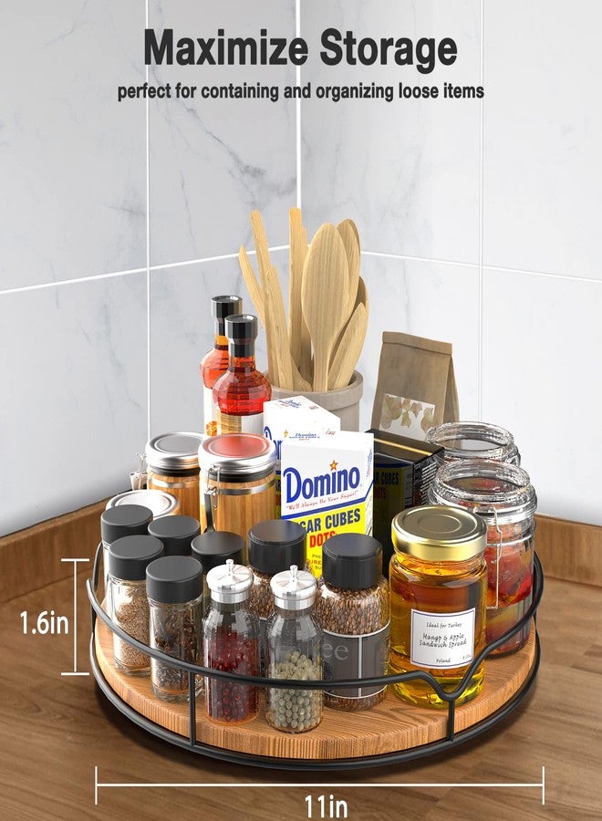 AXTEE Lazy Susan Turntable Organizer for Cabinet Pantry Kitchen Countertop Refrigerator Cupboard, Pine Wood (Carbonized Black, 12“) - Image 4