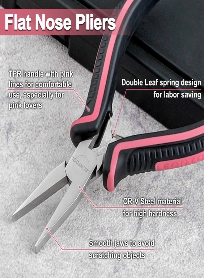 LEONTOOL كماشة مسطحة صغيرة بقطر 5 بوصات من ليونتول لصنع المجوهرات - كماشة بفكوك ناعمة على شكل بطة - أداة وردية للنساء - Image 2