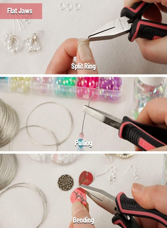 LEONTOOL كماشة مسطحة صغيرة بقطر 5 بوصات من ليونتول لصنع المجوهرات - كماشة بفكوك ناعمة على شكل بطة - أداة وردية للنساء - Image 4