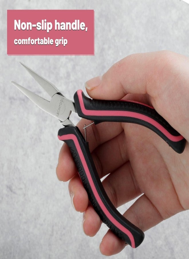 LEONTOOL كماشة مسطحة صغيرة بقطر 5 بوصات من ليونتول لصنع المجوهرات - كماشة بفكوك ناعمة على شكل بطة - أداة وردية للنساء - Image 5