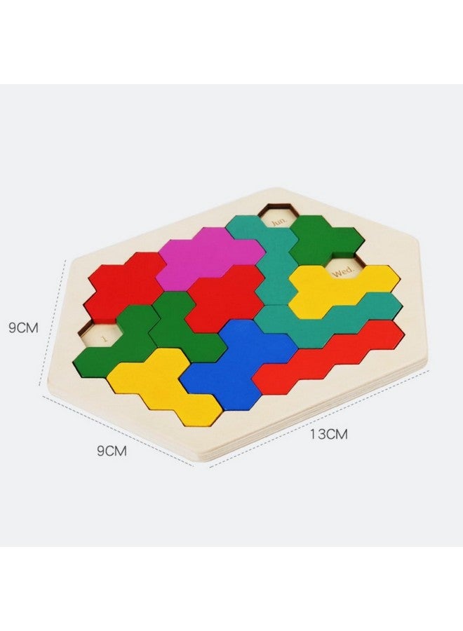 Cubelelo Cubelelo Drift Honeycomb Weekday Calendar Puzzle | A-Puzzle-A-Day | Premium Wooden Challenging Hexagon Shape Tetris Tangram Brain Storming Toy for Kids & Adults | Ideal Gift for Ages 3 and Above  - Image 3
