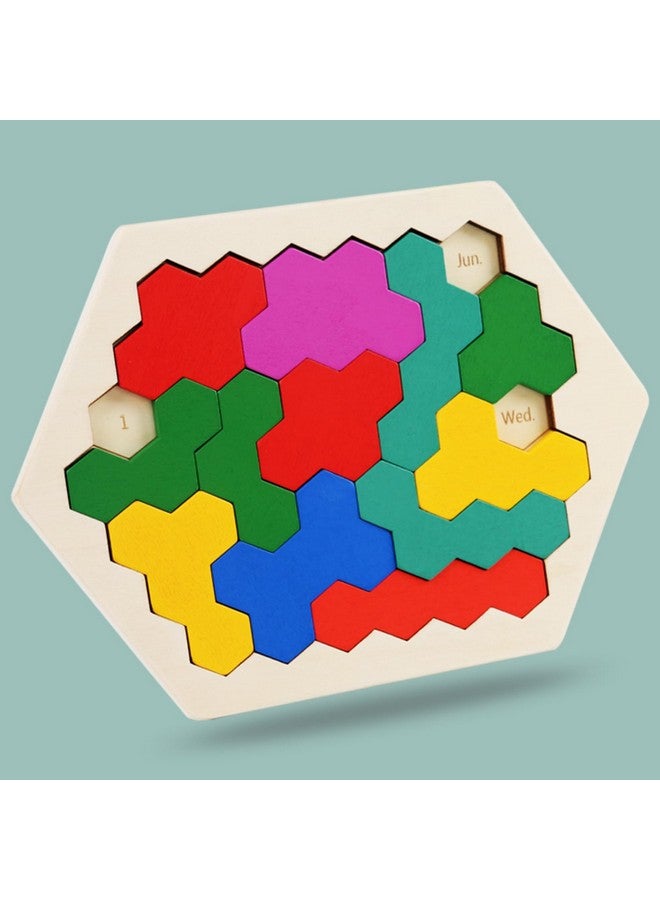 Cubelelo Cubelelo Drift Honeycomb Weekday Calendar Puzzle | A-Puzzle-A-Day | Premium Wooden Challenging Hexagon Shape Tetris Tangram Brain Storming Toy for Kids & Adults | Ideal Gift for Ages 3 and Above  - Image 4