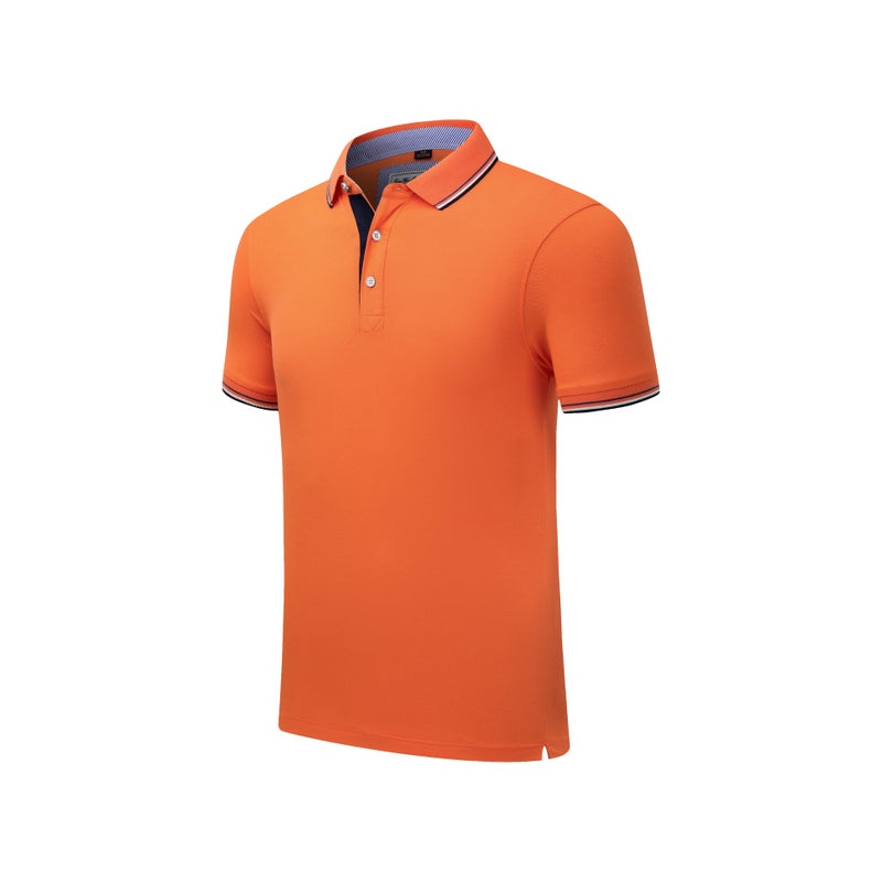 Summer color lapel activity cultural shirt embroidery T-shirt printing logo corporate advertising shirt work clothes custom work clothes Orange 