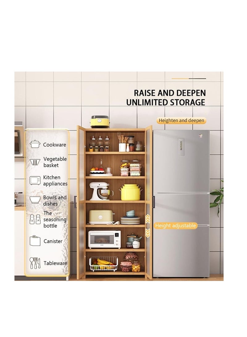 Kitchen Storage Cabinet Floor Standing Bookshelf Multilayer Storage Rack with Adjustable Shelf for Kitchen Utensils Microwave Pot and Pan (190 * 60cm) - Image 5