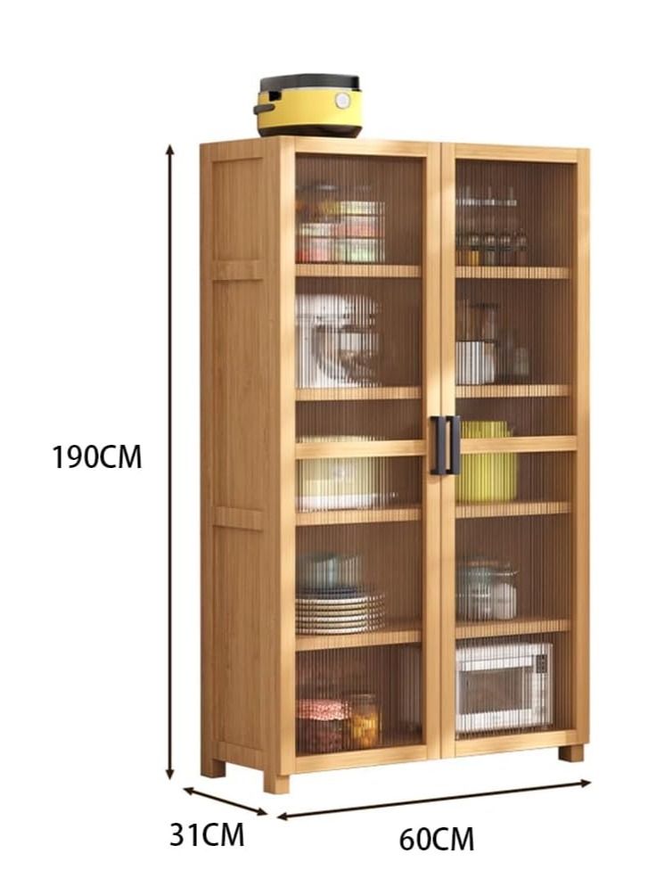 Kitchen Storage Cabinet Floor Standing Bookshelf Multilayer Storage Rack with Adjustable Shelf for Kitchen Utensils Microwave Pot and Pan (190 * 60cm) - Image 2