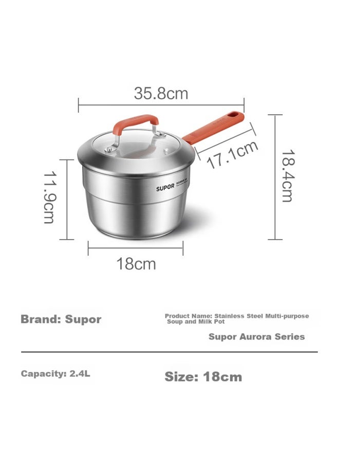 Supor 304 Stainless Steel Milk Pot, 18cm, Heightened And Deepened, Multi-purpose For Steaming And Cooking, Heat-resistant Handle, With Steaming Plate, Compatible With Induction Cookers - Image 4