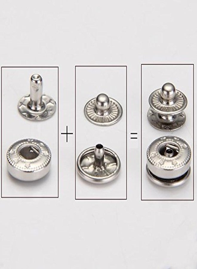 GBSTORE 50 Set Metal Snap Fastener Leather Rapid Rivet Button Sewing 10mm Silvery - Image 2