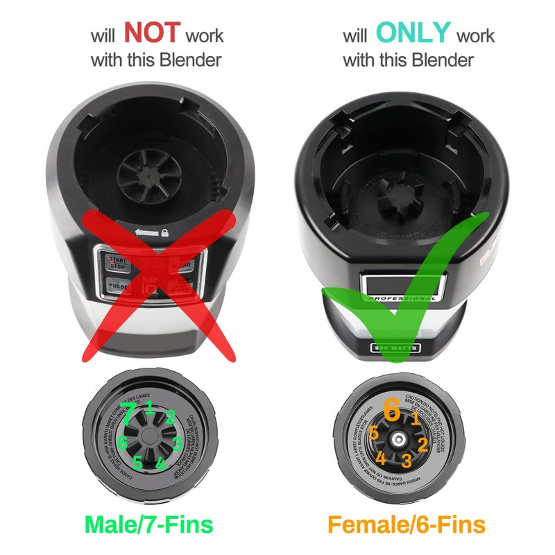 BKFOLIUM 1-pack 6 Female Fins Extractor Blade Assembly for Ninja, 4in/10cm Blender Blade Replacement Parts for Ninja Auto iQ BL450 BL456 BL480 BL480D BL482, with Hook, Brush, Rubber Gasket (Female Fins Only) - Image 2