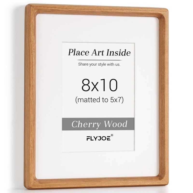 FLYJOE 8x10 إطار الصورة الإطار الطبيعي للكرز من الولايات المتحدة الأمريكية مع زاوية مدورة مصنوعة يدويًا 8 × 10 - Image 1