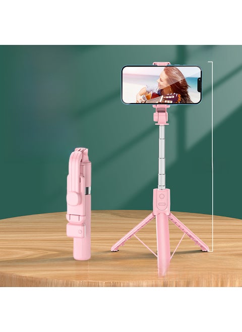Factory Wireless Bluetooth Selfie Stick 360° Rotatable with Fill Light F610-[170CM-no light]-pink
