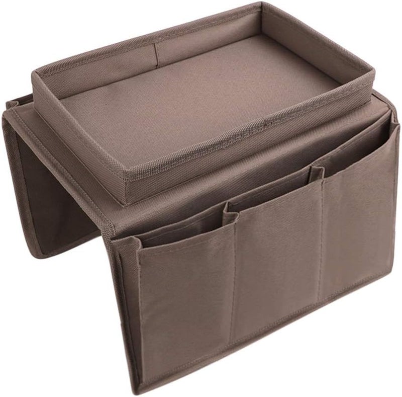 Holiberty Sofa Armrest Organizer with Cup Holder Tray Chair Arm TV Remote Holder for Recliner Couch Armchair Caddy Bedside Storage Pockets Bag for Cellphone Tablet Book Magazines Drinks Holder Pouch - Image 3