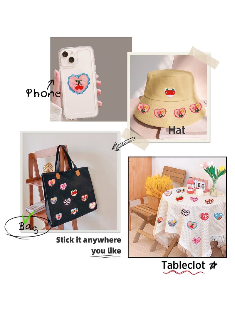 Y&D - Embroidered Self-Adhesive Heart Patches for Decoration, 12PCS Cute Pattern Embroidery Patches, DIY Clothing, Love Shape Bags Tents T-Shirt Jeans Skirt Vests Hat - Image 1