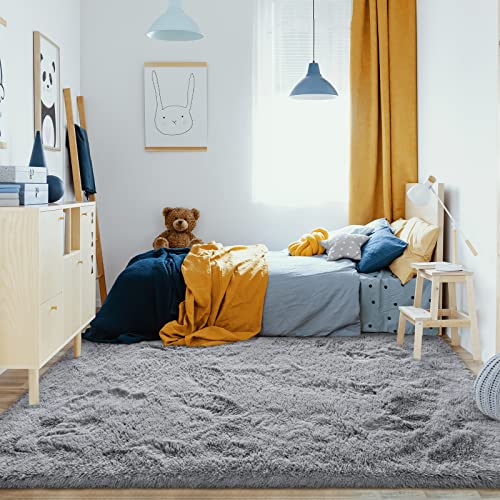 Jelymark Super Soft Shaggy Rug for Bedroom, 6x9 Feet Fluffy Carpet for Living Room, Fuzzy Indoor Plush Area Rug for Home Decor, Furry Floor Rugs for Dorm, Kids Nursery Rug for Girls, Grey - Image 4