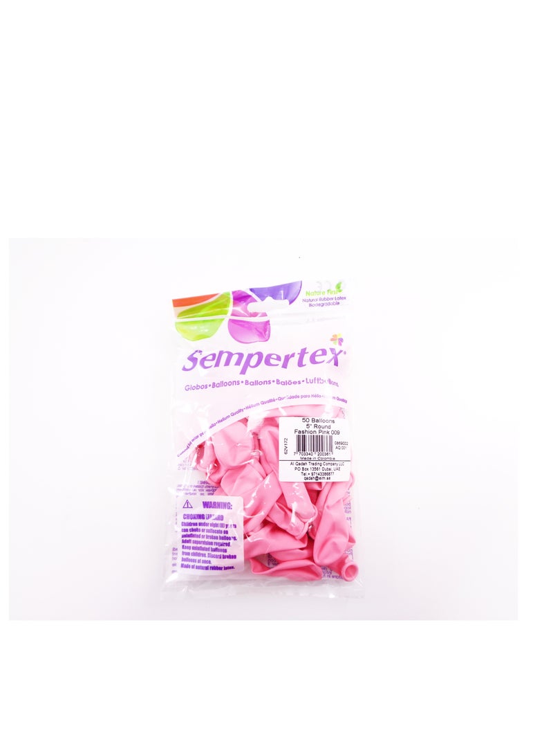 Sempertex 50 pcs, 5" Round Balloons, Fashion Pink Latex Balloons - Image 2
