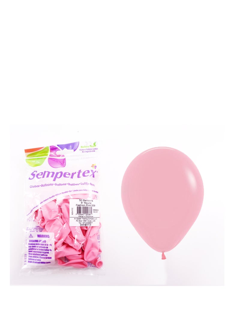 Sempertex 50 pcs, 5" Round Balloons, Fashion Pink Latex Balloons - Image 3