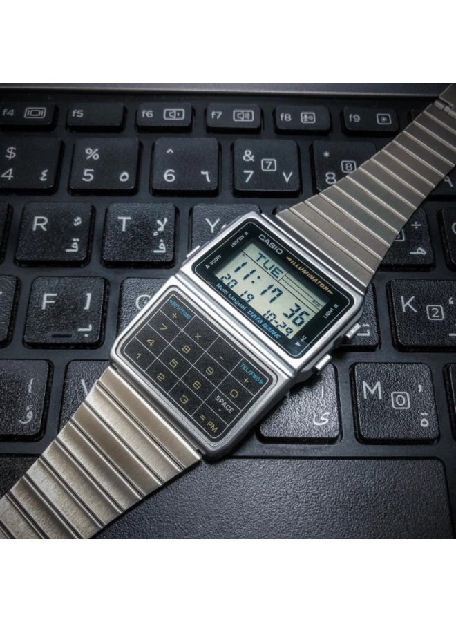 Casio DBC-611-1DF Unisex Digital Databank Calculator Watch, Water Resistant, Telememo, Dual Time, LED Light – Silver/Black - Image 4