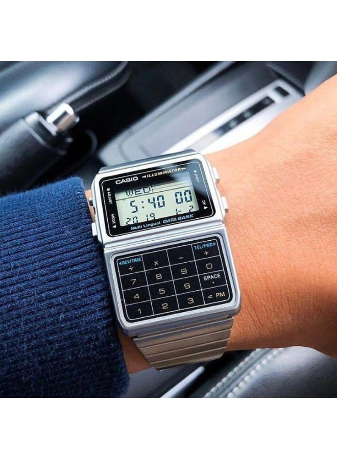 Casio DBC-611-1DF Unisex Digital Databank Calculator Watch, Water Resistant, Telememo, Dual Time, LED Light – Silver/Black - Image 5