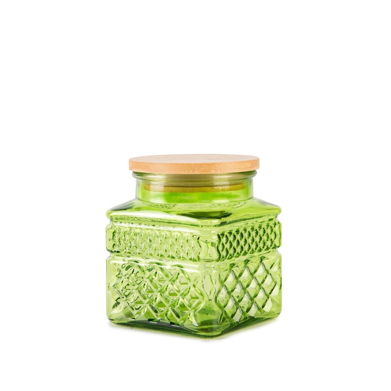 Prettidecor Glass Storage Canister with Airtight Lids, 20.3 FL OZ Thick Glass Candy Jar for Coffee Bean, Cocoa powder,Dog treats, Snacks Vintage Decorative Square Glass Jars for Coffee Bar Kitchen Party Counter - Image 1