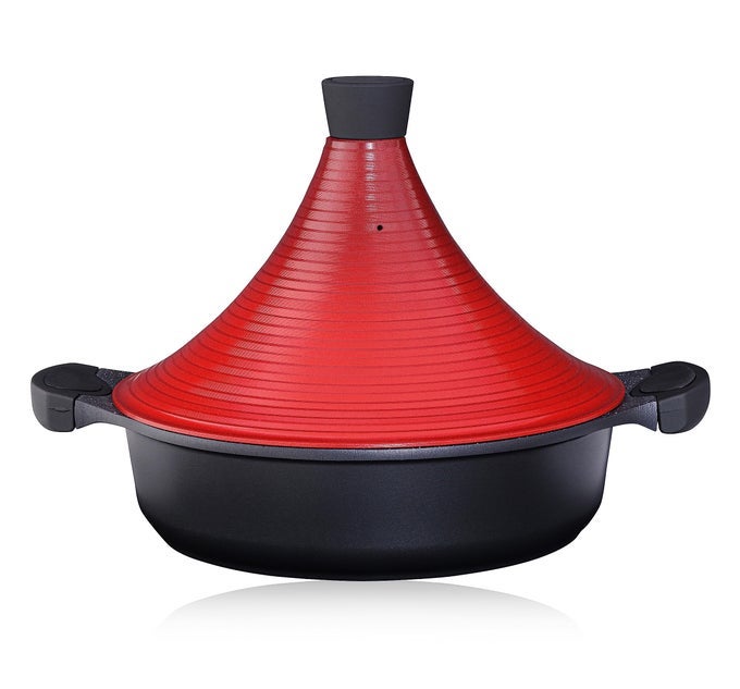 TAGINE POT MOROCCAN FOR COOKING INDUCTION SELF BASTING LID 28CM 41LITRE LARGE GREBLON NON STICK CHEMICAL FREE TRADITIONAL TENDER SLOW COOK TAJIN CASSEROLE PAN BURGUNDY