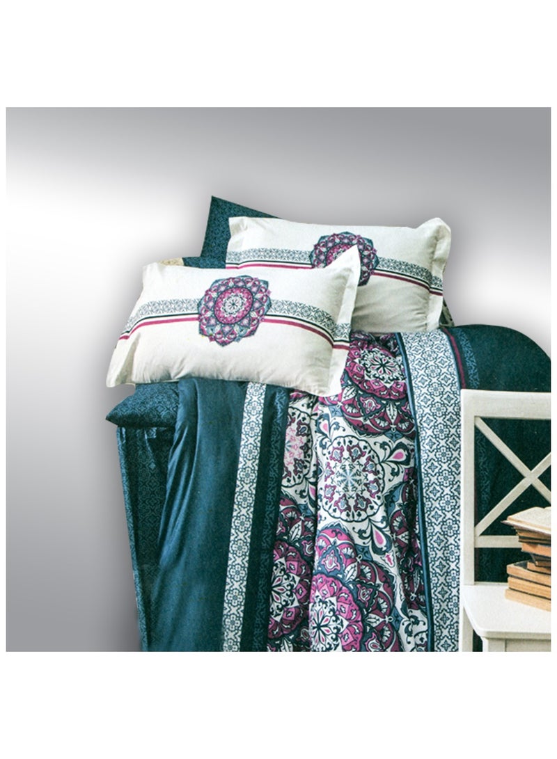 فاميلي بيد ملاية فلات مشجر قطن 4 قطع مقاس 240×250 سم موديل 158 من فاميلي بد - Image 2