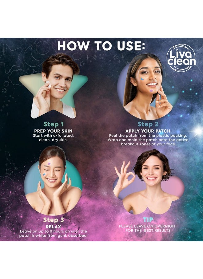 LivaClean - 240 Ct Holographic Cute Acne Patches Space Edition W/Salicylic Acid & Tea Tree Oil For Face Hydrocolloid Star Pimple Patches - Image 1