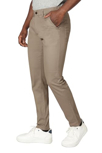 Plaid&Plain Men's Skinny Stretchy Khaki Pants Colored Pants Slim Fit Slacks Tapered Trousers 819 D-P-Khaki 32X30 - Image 5