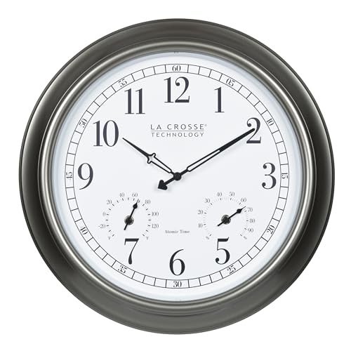La Crosse Technology La Crosse Technology 40400237INT 18 Atomic Outdoor Clock with Thermometer  Hygrometer 