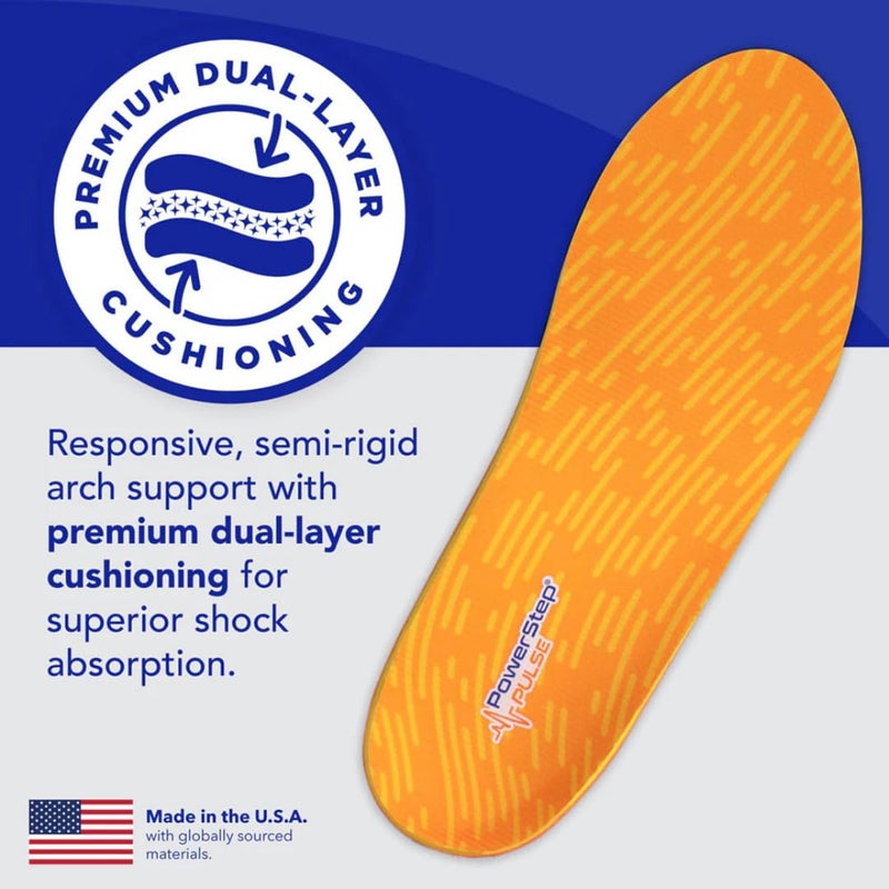 PowerStep Insoles, Pulse Performance, Running Shoe Pain Relief Insert, Athletic Arch Support Orthotic for Women and Men - Made in The USA (M 11-11.5) - Image 4