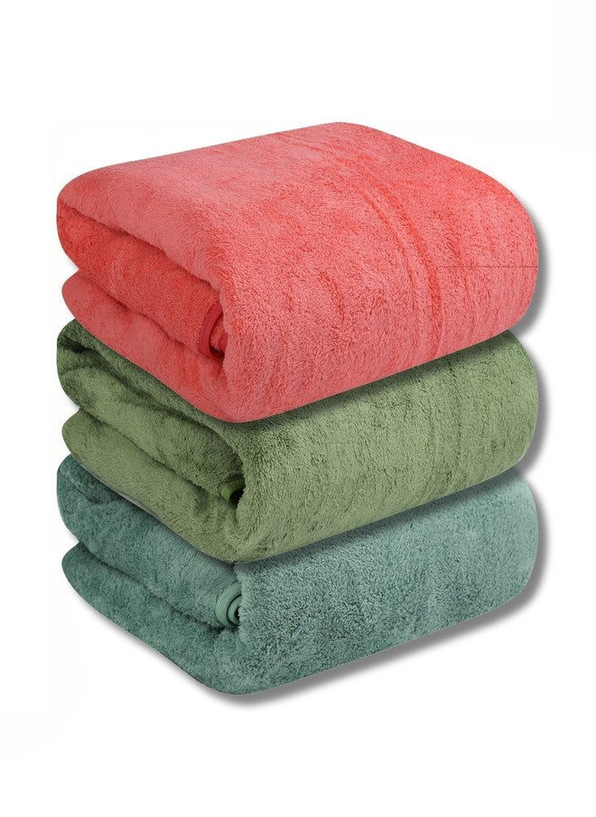 Fezora Peach-Coloured Microfiber 450 GSM Breathable 3 Pieces Adult Regular Bath Towels - Image 1