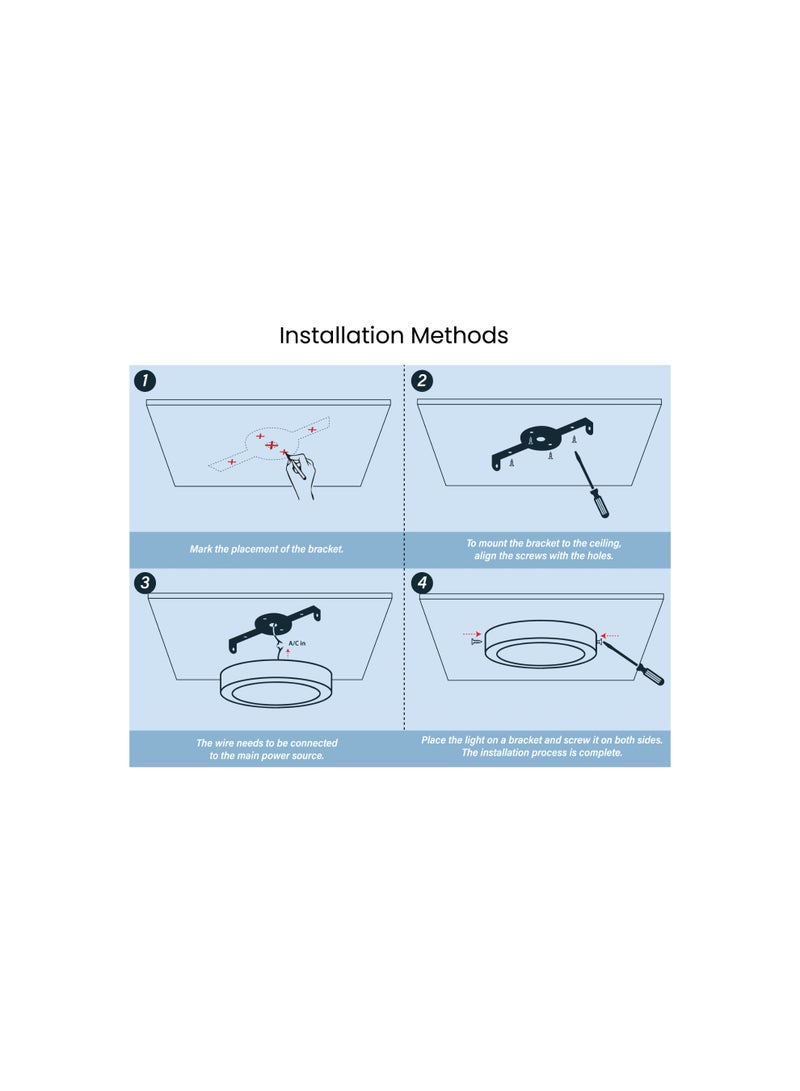 Pixelights 18W 6500K White, LED Surface Mounted Ceiling Light, Round (22cm dia.), 220-240V, IP20, Lifetime: 25000Hours, 2years Warranty, Non-Dimmable. Part#PIXEL3318WHI - Image 5