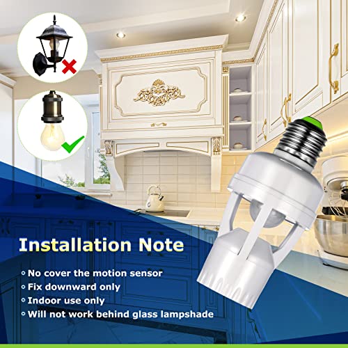 Hortsun 3 Pieces Hortsun Motion Sensor Light Socket Smart Screw in Light Bulb Outlet Compatible with E26/e27 Motion Activated Bulb Holder Adapter Automatic Control for Garage Storage Room - Image 3