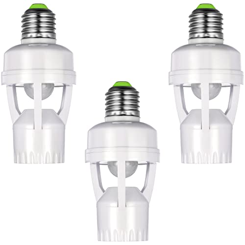 Hortsun 3 Pieces Hortsun Motion Sensor Light Socket Smart Screw in Light Bulb Outlet Compatible with E26/e27 Motion Activated Bulb Holder Adapter Automatic Control for Garage Storage Room - Image 1