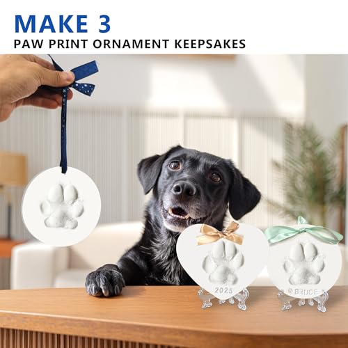 MYPAWLETS Dog or Cat Pawprints Keepsake Kit,Make 3 Clay Paw Print Ornaments,Soft & Non-Toxic Clay,Pet Paw Prints Impression Kit,Dogs Christmas Tree Ornament,Gift for Pet Lovers - Image 2