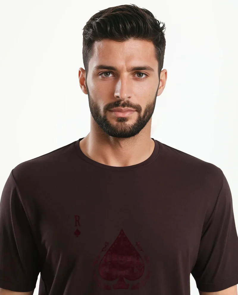 Rare Rabbit Men's Regular Fit Graphic Print T-Shirt