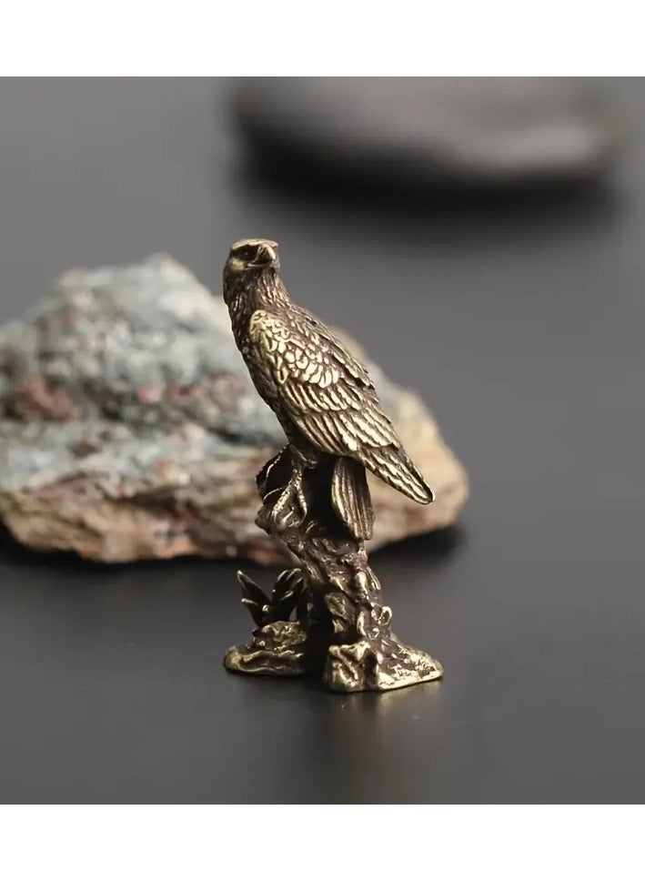 تمثال نسر برونزي معاصر مصنوع يدويًا – تمثال طائر مصغر لتزيين الطاولات، الغرف ولوحة قيادة السيارة - Image 2