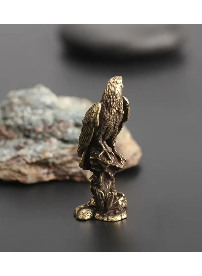 تمثال نسر برونزي معاصر مصنوع يدويًا – تمثال طائر مصغر لتزيين الطاولات، الغرف ولوحة قيادة السيارة - Image 3